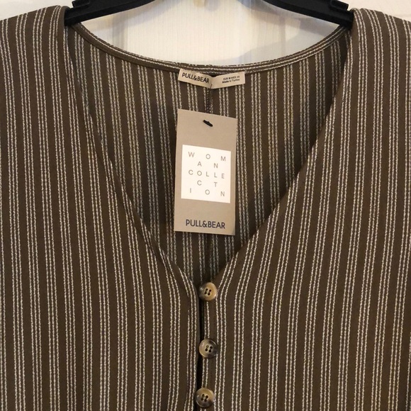 Pull & Bear Green Striped Dress - Picture 2 of 4